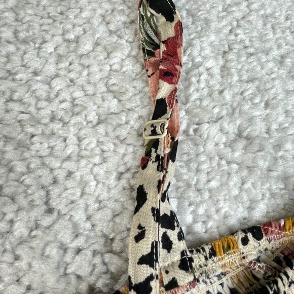 Torrid Leopard Floral Babydoll Smocked Cold Shoulder Top 1x - Picture 5 of 10